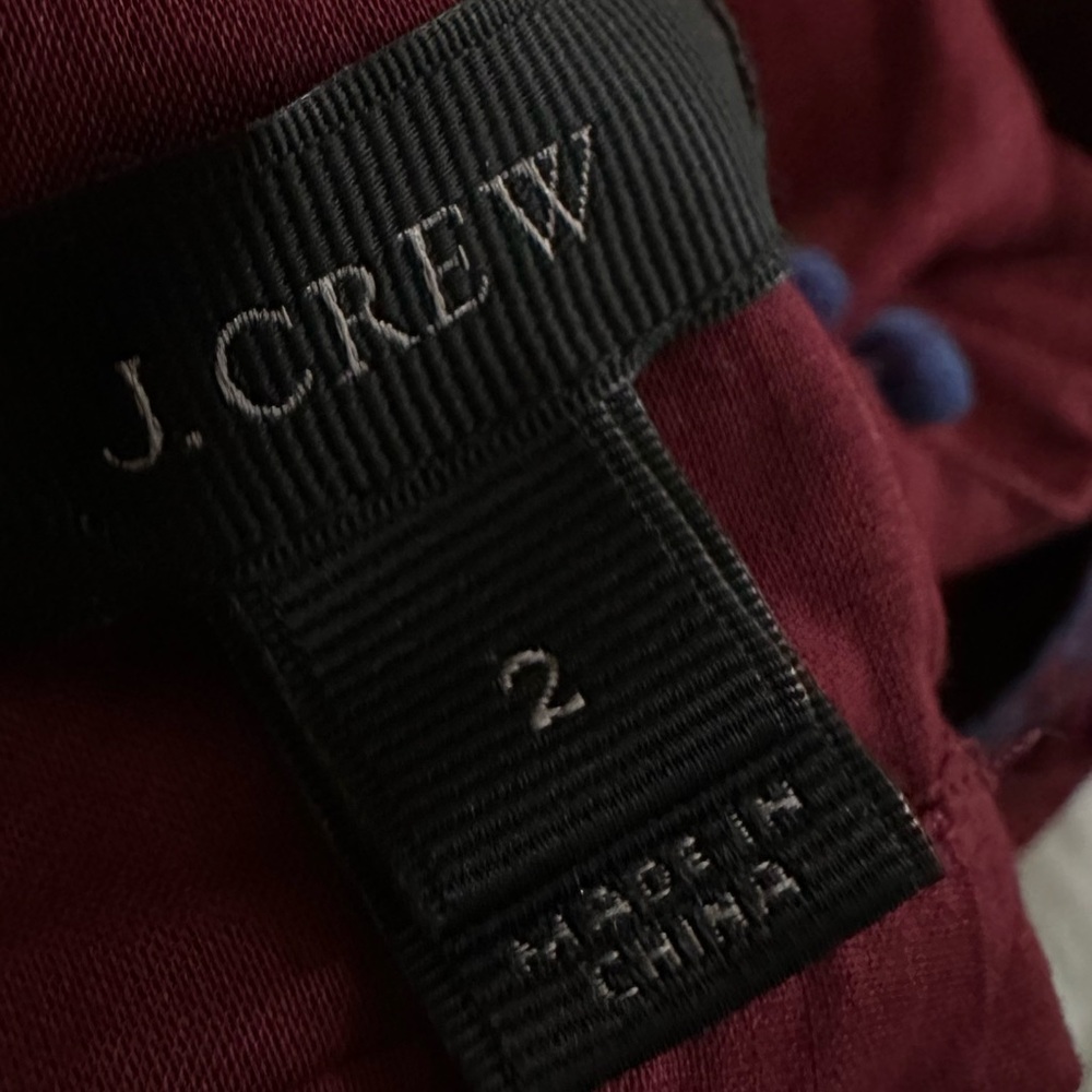 J. Crew Burgundy Top with Blue Embroidery - Picture 7 of 7